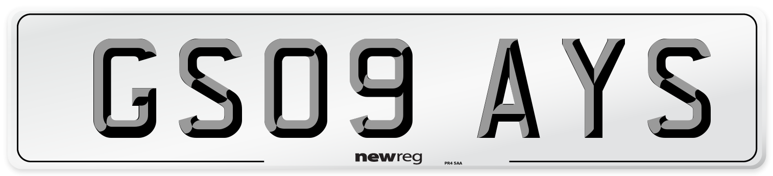 GS09 AYS Number Plate from New Reg